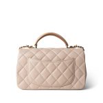 Light Beige / Beige Lambskin Quilted Mini Top Handle Light Gold Hardware - Image 3