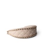 Light Beige Small Lambskin Quilted Hobo Bag - Image 8