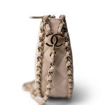 Light Beige Small Lambskin Quilted Hobo Bag - Image 11