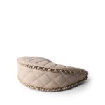 Light Beige Small Lambskin Quilted Hobo Bag - Image 9
