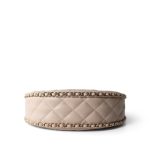 Light Beige Small Lambskin Quilted Hobo Bag - Image 7