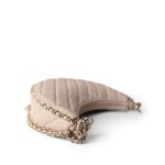 Light Beige Small Lambskin Quilted Hobo Bag - Image 6