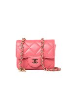21C Coral/Pink Lambskin Quilted O Belt Bag Light Gold Hardware