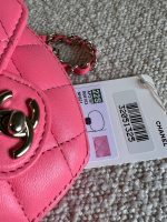22S CC In Love Heart Zipped Pink Lambskin Quilted Belt Bag LGHW - Image 6
