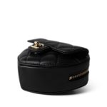 22S CC In Love Heart Zipped Black Lambskin Quilted Belt Bag LGHW - Image 6