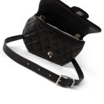 Black Calfskin Quilted CC Uniform Flap Belt Bag Silver Hardware - Image 5