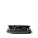 Black Calfskin Quilted CC Uniform Flap Belt Bag Silver Hardware - Image 7