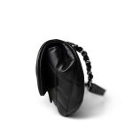 Black Calfskin Quilted CC Uniform Flap Belt Bag Silver Hardware - Image 3