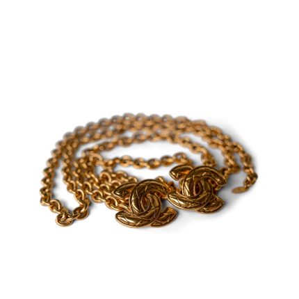 Gold Quilted Double CC Belt
