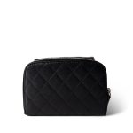 12C Black Caviar Quilted Mini Dual Zipper Case Silver Hardware - Image 6