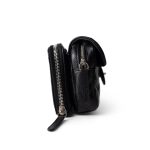 12C Black Caviar Quilted Mini Dual Zipper Case Silver Hardware - Image 5