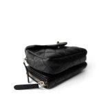 12C Black Caviar Quilted Mini Dual Zipper Case Silver Hardware - Image 10