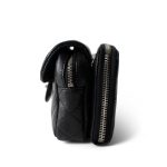 12C Black Caviar Quilted Mini Dual Zipper Case Silver Hardware - Image 3