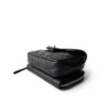 12C Black Caviar Quilted Mini Dual Zipper Case Silver Hardware - Image 7
