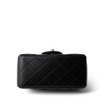 21P Black Lambskin Quilted Mini Square Flap Light Gold Hardware - Image 5