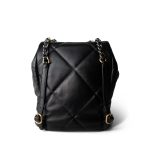 24C Black Lambskin Quilted 19 Flap Backpack Mixed Hardware - Image 3