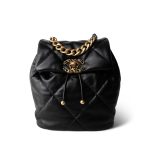 24C Black Lambskin Quilted 19 Flap Backpack Mixed Hardware