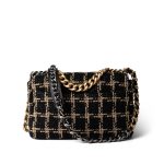 Black and Beige Tweed 19 Flap Small Mixed Hardware - Image 4
