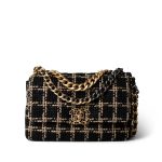 Black and Beige Tweed 19 Flap Small Mixed Hardware