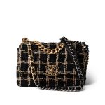 Black and Beige Tweed 19 Flap Small Mixed Hardware - Image 2