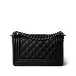 Black Caviar Quilted Le Boy Bag Small Ruthenium Hardware - Image 6