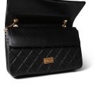 Black Crumpled Calfskin Quilted Reissue 2.55 227 Aged Gold Hardware - Image 11