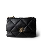 Black Lambskin Quilted 19 Flap Large Aged Gold Hardware - Image 3