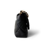 Black Lambskin Quilted 19 Flap Large Aged Gold Hardware - Image 4