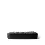 Black Lambskin Quilted Small Clutch With Pearly Chain - Image 4