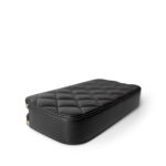 Black Lambskin Quilted Small Clutch With Pearly Chain - Image 2