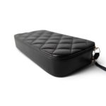 Black Lambskin Quilted Small Clutch With Pearly Chain - Image 3