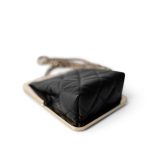 Black Vanity Clutch with Chain Light Gold Hardware - Image 6