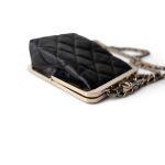 Black Vanity Clutch with Chain Light Gold Hardware - Image 4