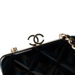 Black Vanity Clutch with Chain Light Gold Hardware - Image 13