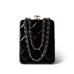 Black Vanity Clutch with Chain Light Gold Hardware