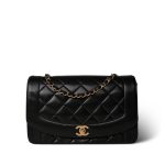 Diana Flap Black Lambskin Quilted Medium Gold Hardware - Image 2