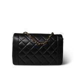 Diana Flap Black Lambskin Quilted Medium Gold Hardware - Image 5