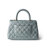22P Iridescent Light Blue Caviar Quilted Coco Handle Small Aged Gold Hardware - Image 8