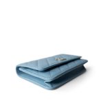 22S Light Blue Caviar Quilted Wallet on Chain - Image 9