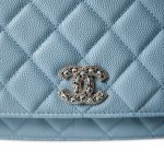 22S Light Blue Caviar Quilted Wallet on Chain - Image 10