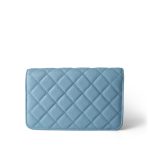 22S Light Blue Caviar Quilted Wallet on Chain - Image 3