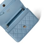 22S Light Blue Caviar Quilted Wallet on Chain - Image 11