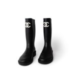 22A Black Caoutchouk CC High Boots 38 / 8 US