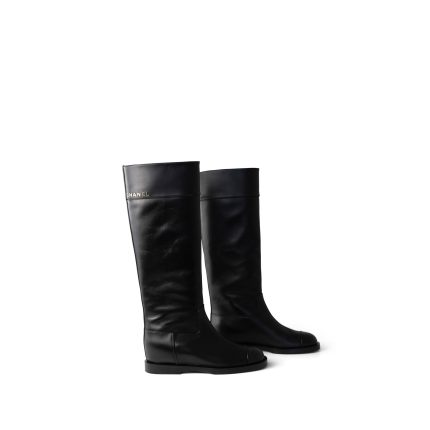 23K Black Calfskin High Boots (40.5 EU / 10 US)