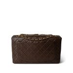 Brown Lambskin Quilted Single Flap Gold Hardware - Image 7