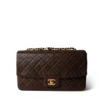 Brown Lambskin Quilted Single Flap Gold Hardware - Image 2