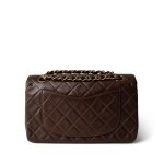 Small Brown Lambskin Quilted Classic Flap Gold Hardware - Image 9