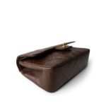 Small Brown Lambskin Quilted Classic Flap Gold Hardware - Image 5