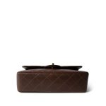 Small Brown Lambskin Quilted Classic Flap Gold Hardware - Image 7