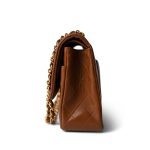Vintage Brown Lambskin Quilted Classic Flap Medium Gold Hardware - Image 3